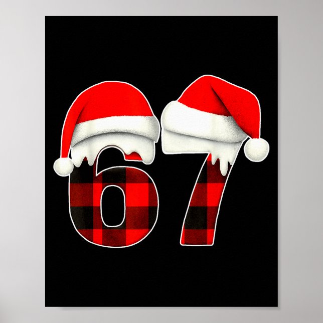 Affiche 67 Mème Brainrot Drôle de Noël Carreaux Xmas Pyjam (Devant)