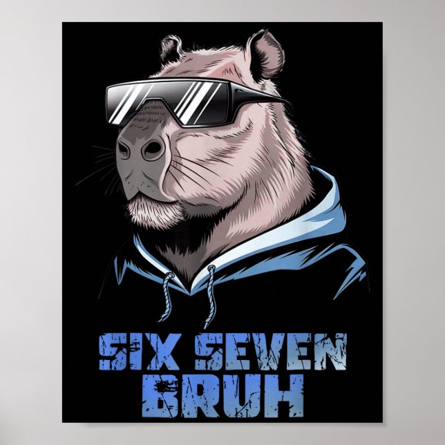 Affiche 67 Meme Capybara Drôle Six Sept Bruh Capybara Pour (Devant)