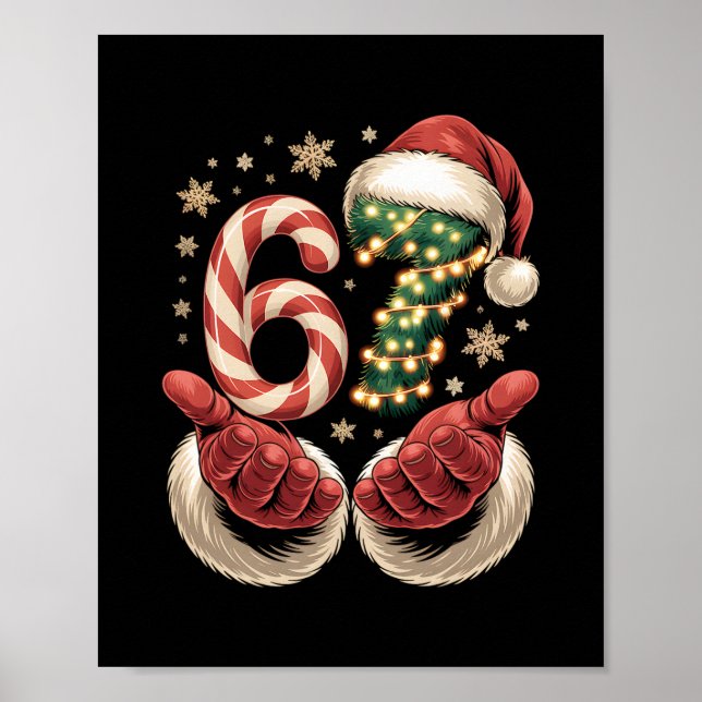 Affiche 67 Meme Christmas Funny 6 7 Gen Alpha Slang Santa  (Devant)