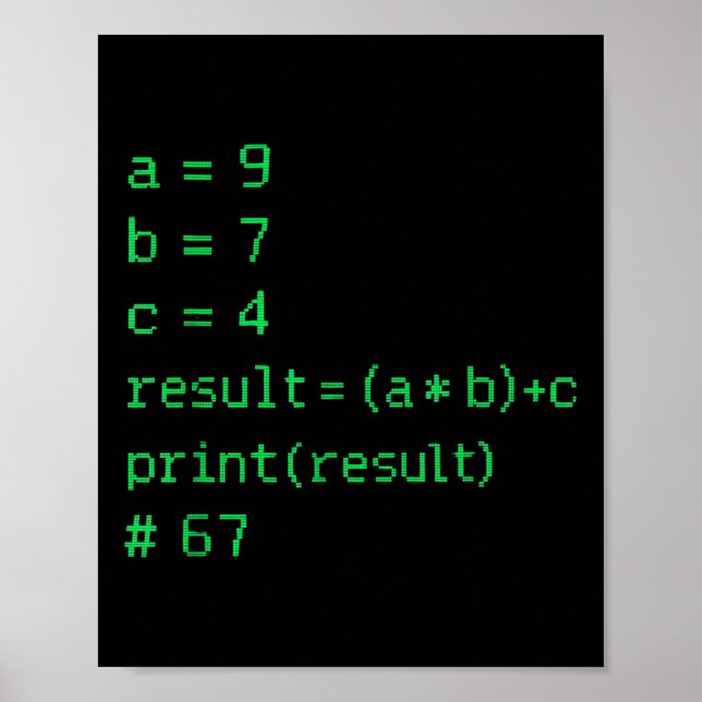 Affiche 67 Mème Code Python Résultat Humour Geek Six Sept  (Devant)