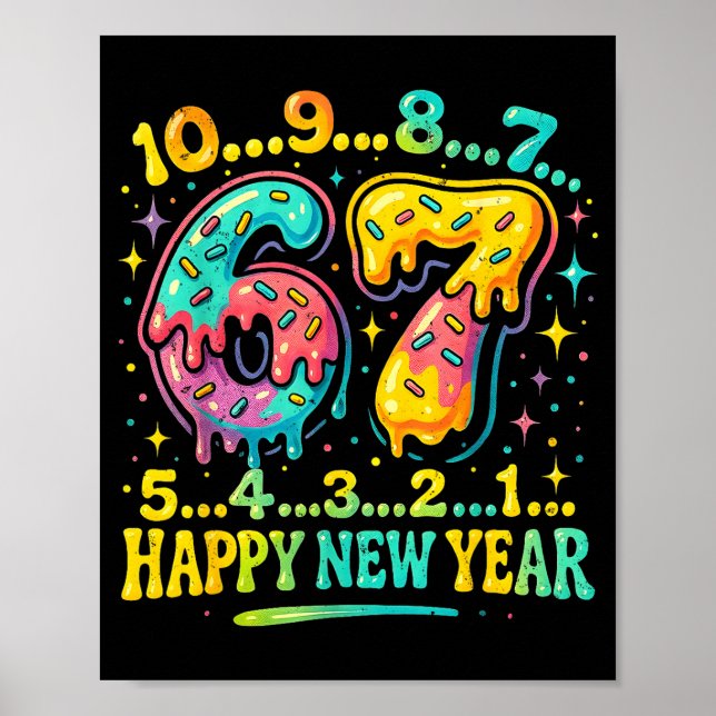 Affiche 67 Meme Countdown Happy New Year Funny Drip Number (Devant)