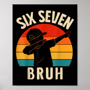 Affiche 67 Mème Dabbing Six Sept Frère Rétro Vintage Couch
