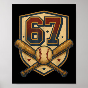 Affiche 67 Mème de baseball vintage Srts Crest drôle rétro