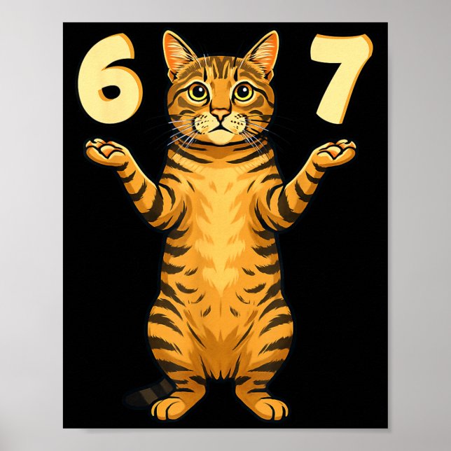 Affiche 67 Mème de chat Drôle Gen Alpha Argot Humour Pour  (Devant)