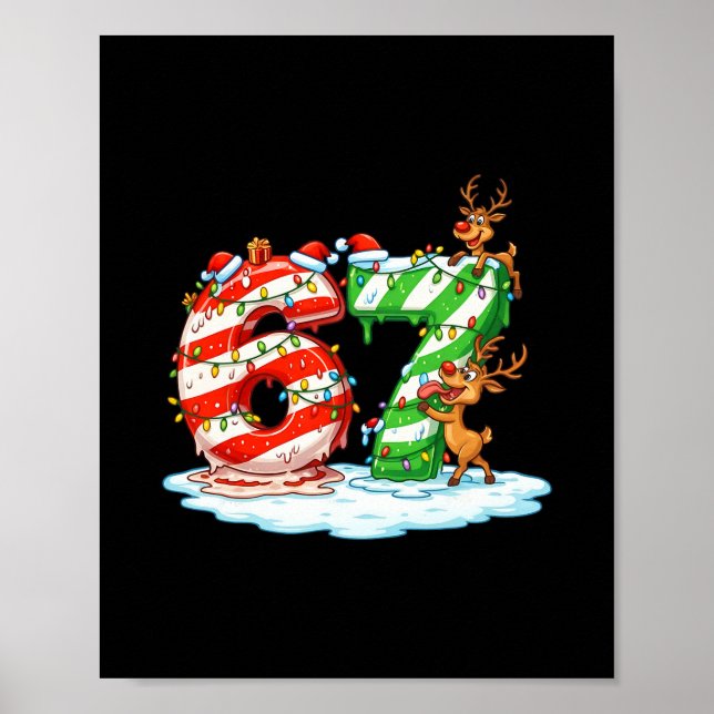Affiche 67 Meme de Noël 6 7 Nombres Six Sept Génération Z  (Devant)