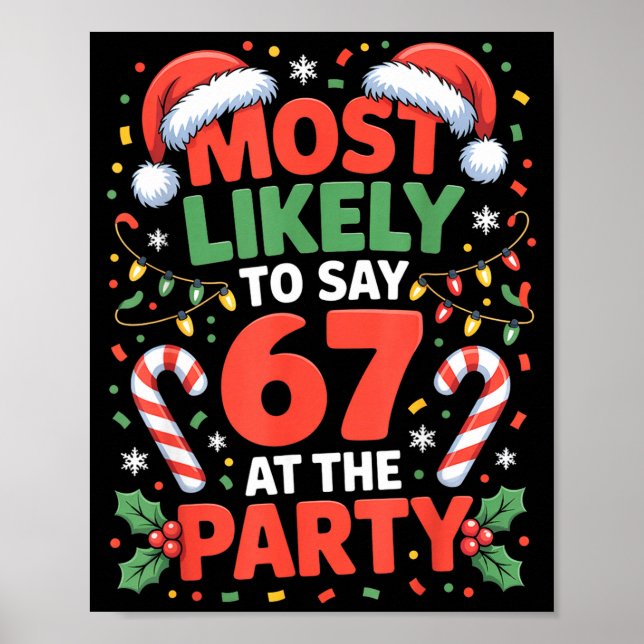 Affiche 67 Meme de Noël drôle très susceptible de dire 67  (Devant)