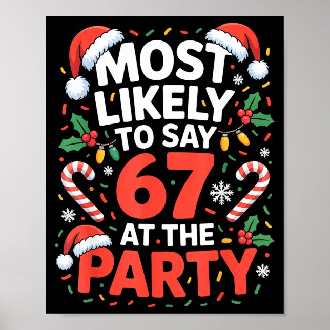 Affiche 67 Meme de Noël drôle très susceptible de dire 67  (Devant)
