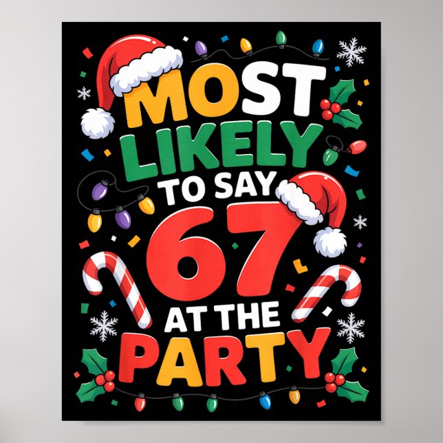 Affiche 67 Meme de Noël drôle très susceptible de dire 67  (Devant)