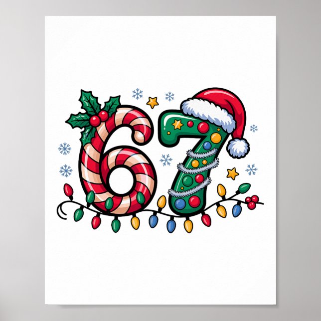 Affiche 67 Meme de Noël Six Sept Xmas Drôle Garçons Filles (Devant)