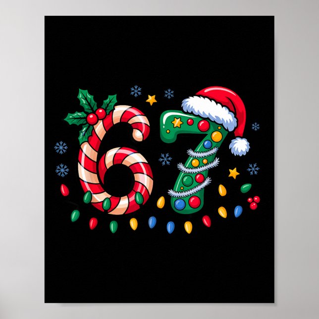 Affiche 67 Meme de Noël Six Sept Xmas Drôle Garçons Filles (Devant)