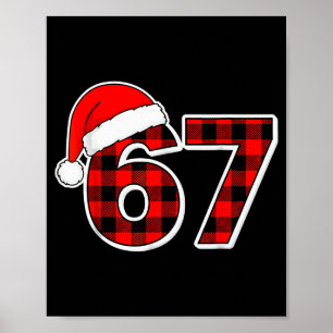 Affiche 67 Mème Drôle de Noël Rouge Carreaux Xmas Pyjama S