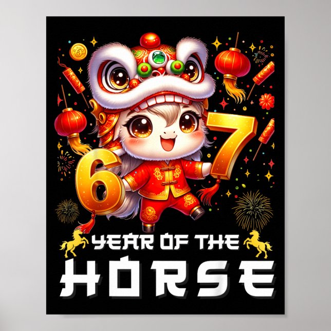 Affiche 67 Meme Drôle Nouvel An Chinois 2026 Année Du Chev (Devant)