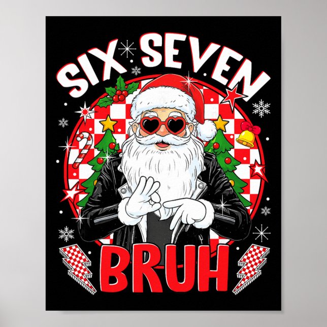 Affiche 67 Meme Drôle Six Sept Bruh Noël Santa 6 7 M (Devant)