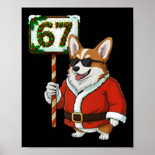 Affiche 67 Meme Drôle Six Sept Noël Corgi Chien Amoureux