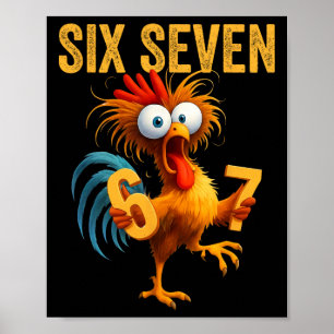 Affiche 67 Meme Drôle Six Sept Poulet Humour Citation Roos