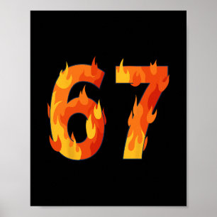 Affiche 67 Meme Flames Drôle Six Sept Argot Gen Alpha