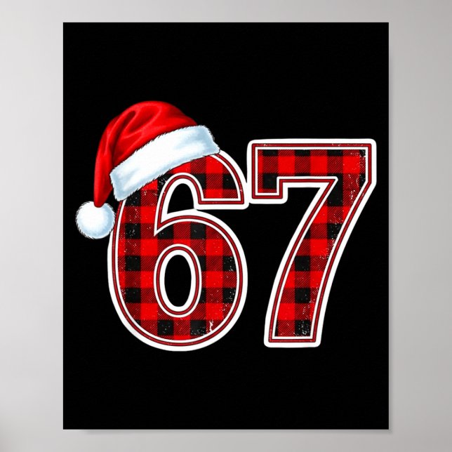 Affiche 67 Meme Funny Christmas Red Plaid Xmas Pajamas Tee (Devant)