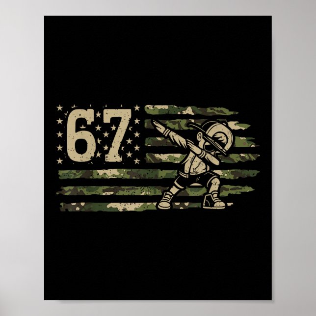Affiche 67 Meme Garçon Dabbing Camo Usa Drapeau Américain  (Devant)