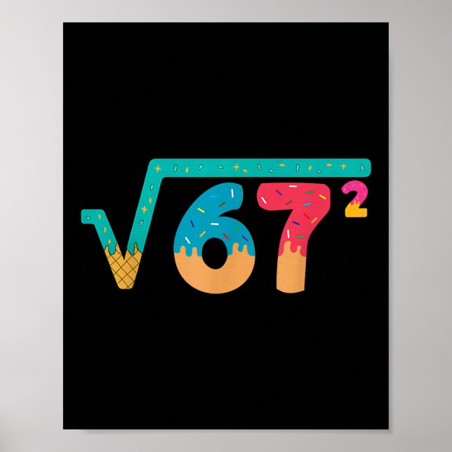 Affiche 67 Meme Ice Cream Drip Square Root 67² Slang Math  (Devant)