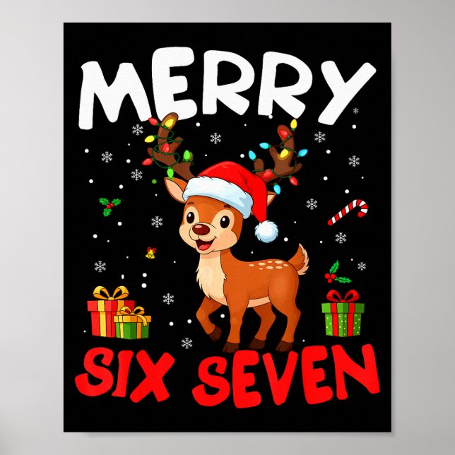 Affiche 67 Meme Joyeux Six Sept Renne Noël Drôle W (Devant)