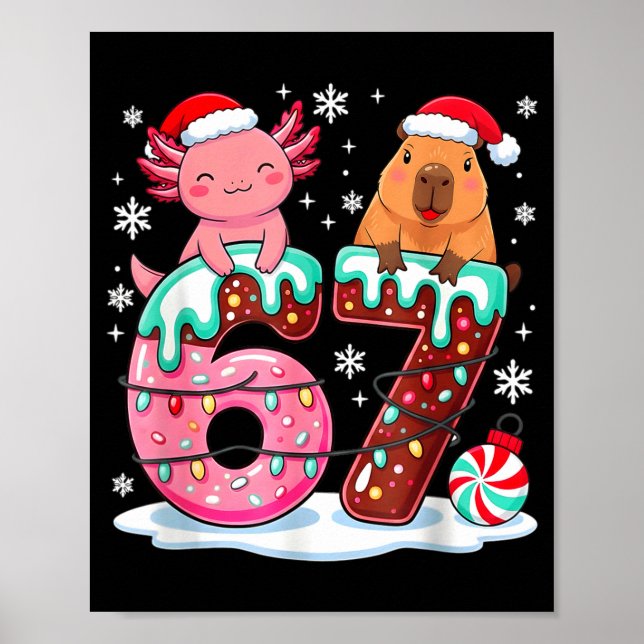 Affiche 67 Meme Kawaii Axolotl Capybara Christmas Ice Crea (Devant)