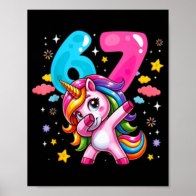 Affiche 67 Meme Licorne Pour Filles Six Sept Meme Brainrot (Devant)