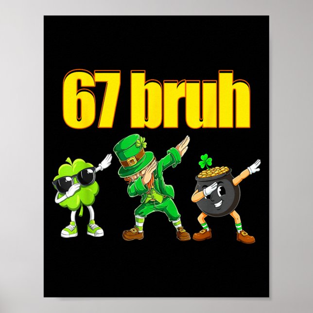 Affiche 67 mème lutin dabbing trèfle pot d'or st (Devant)