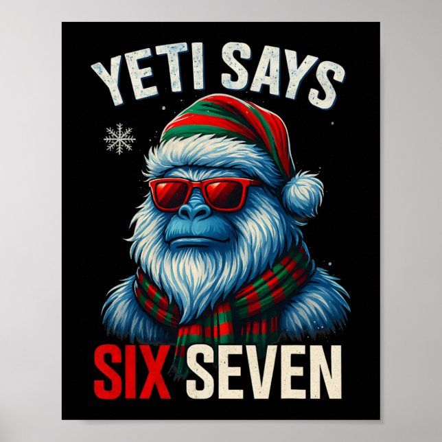 Affiche 67 Meme Noël Bigfoot Drôle Yeti Dit Six Sept (Devant)