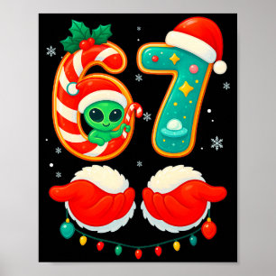 Affiche 67 Meme Noël Drôle Alien Père Noël Six Sept Xmas