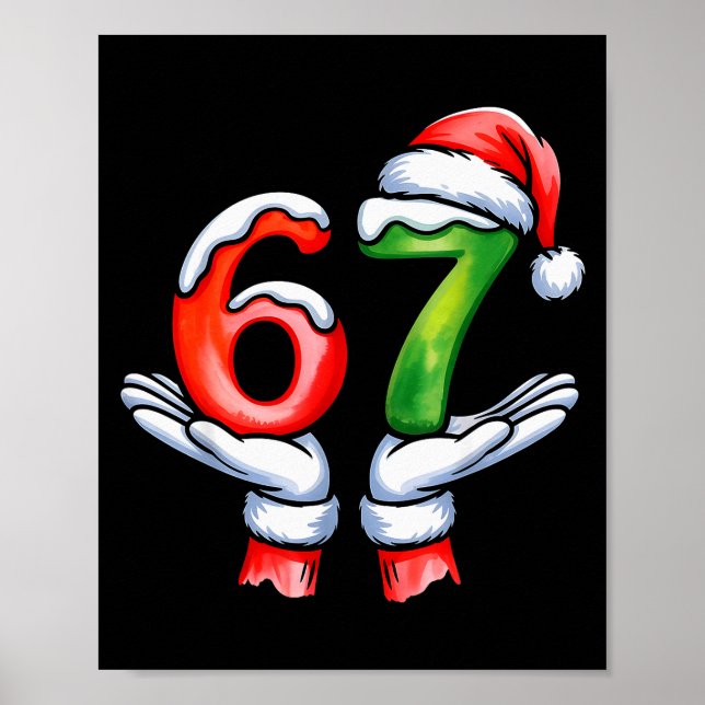 Affiche 67 Meme Santa Claus Hand Funny Six Seven Christmas (Devant)