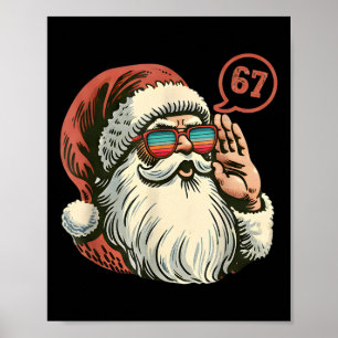 Affiche 67 Mème Santa Cool Rétro Santa 6 7 Drôle Six Sept