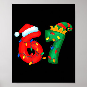 Affiche 67 Mème Six Sept Drôle de Noël Lumières Pyjama Hom