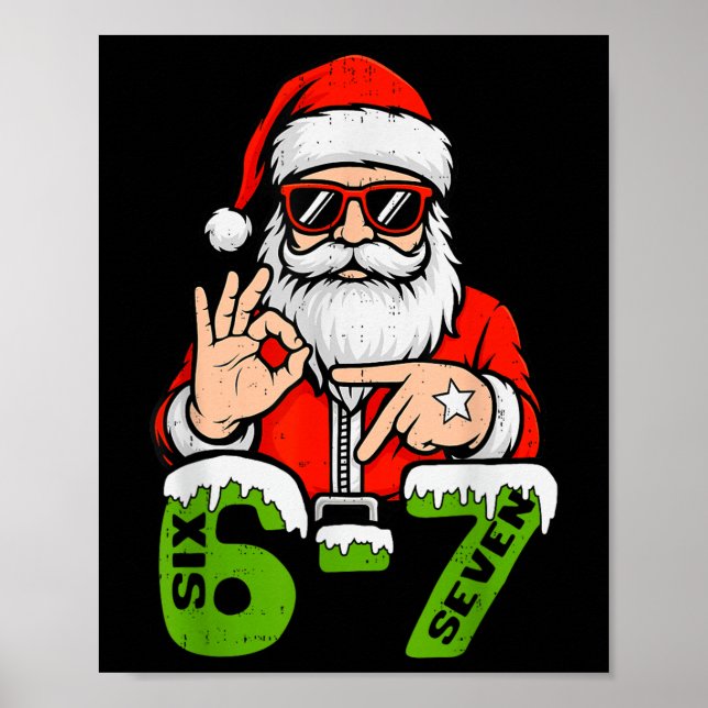 Affiche 67 Mème Six Sept Santa Noël Drôle Génération Z Alp (Devant)