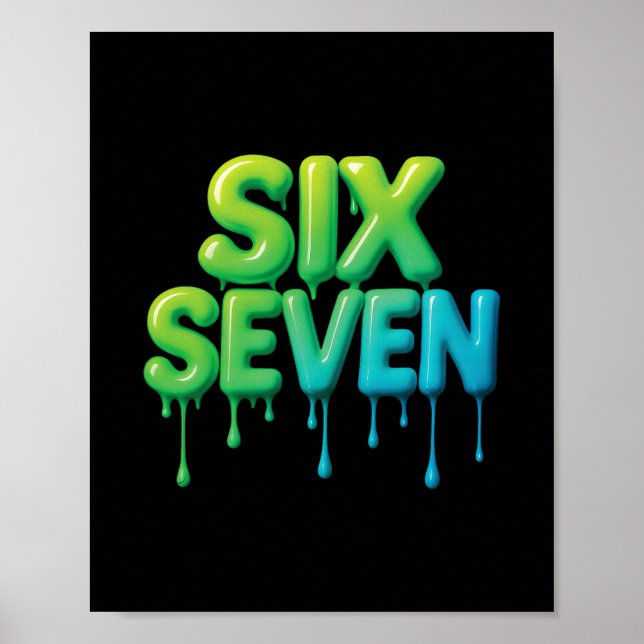 Affiche 67 Meme Six Seven 6-7 Blague drôle d'Internet Vira (Devant)