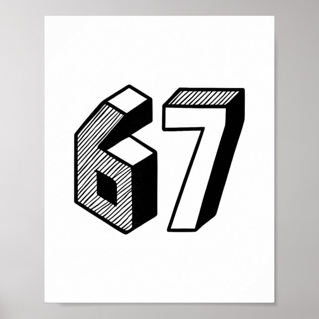 Affiche 67 Meme Six Seven 6-7 Blague drôle d'Internet Vira (Devant)