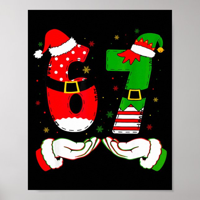 Affiche 67 Meme Six Seven Christmas Shirt Kids Women Men B (Devant)