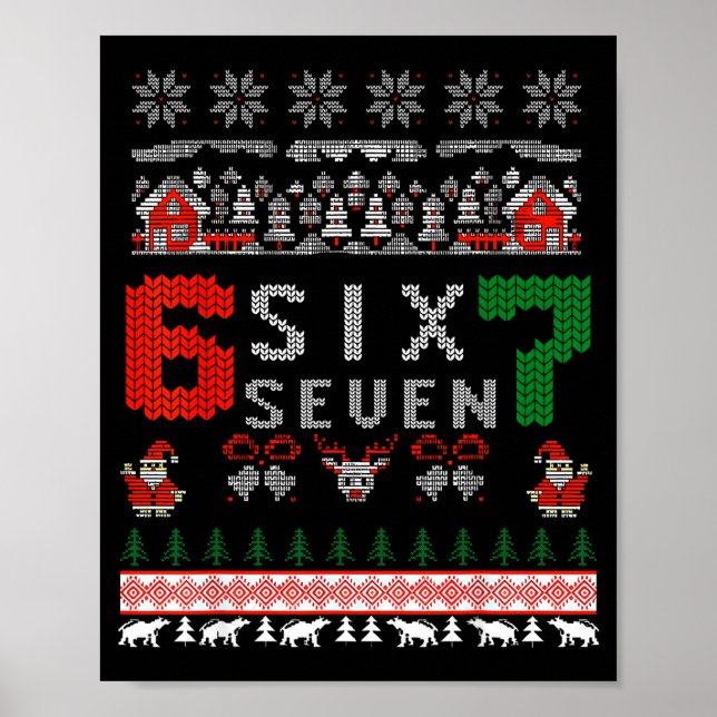 Affiche 67 Meme Six Seven Christmas Ugly Sweater For Kids  (Devant)