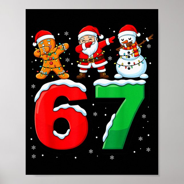 Affiche 67 Meme Six Seven Dabbing Santa 6 7 Funny Christma (Devant)
