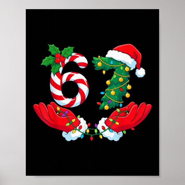 Affiche 67 Meme Six Seven Drôle de Noël Meme Argot Hommes  (Devant)