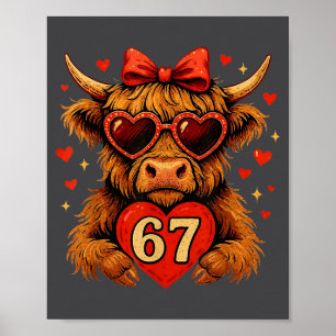 Affiche 67 Meme Six Seven Saint-Valentin Vache Highland Am
