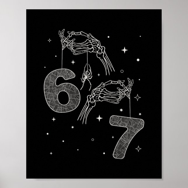 Affiche 67 Meme Skeleton Hand Funny Halloween Six Seven Te (Devant)