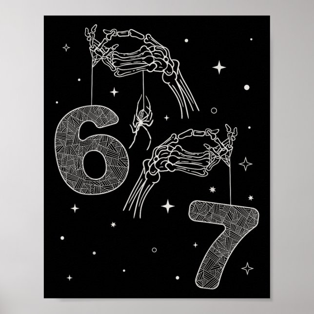 Affiche 67 Meme Skeleton Hand Funny Halloween Six Seven Te (Devant)