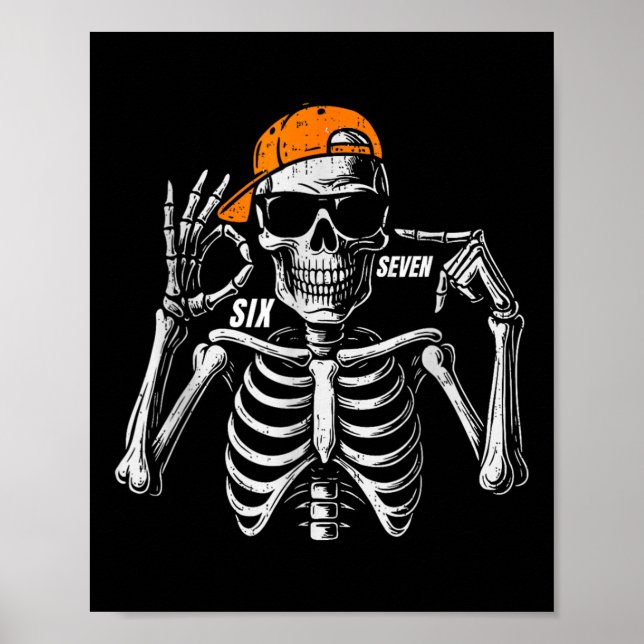 Affiche 67 Mème Squelette Halloween Drôle Six Sept Tendanc (Devant)