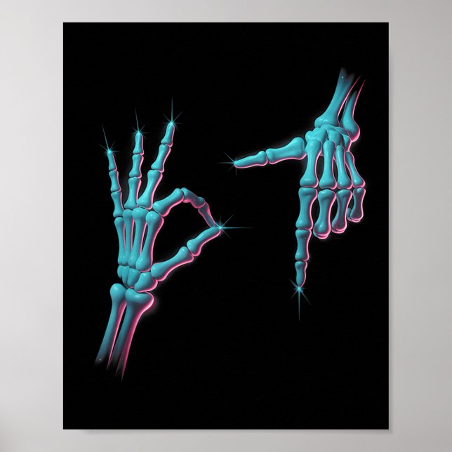 Affiche 67 Mème Squelette Main 6 7 Halloween Six Sept Funn (Devant)