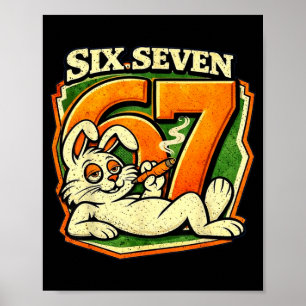 Affiche 67 Mèmes drôles de Pâques de lapin fumeur Six Sept