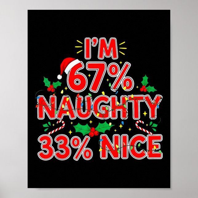 Affiche 67% Naughty 33% Nice Drôle Xmas 67 Enfants Meme Ch (Devant)
