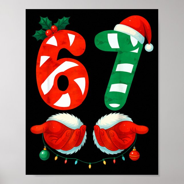 Affiche 67 Noël 6 7 Meme Mignon Canne à Sucre 67 Meme Xmas (Devant)