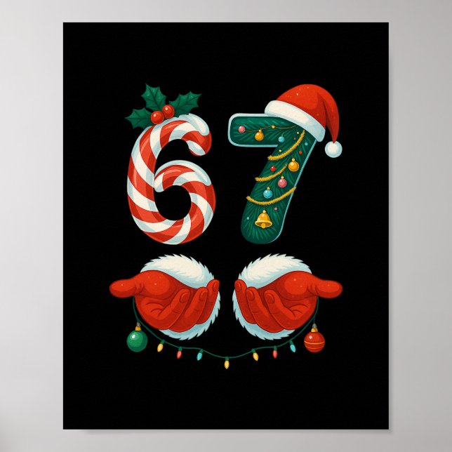 Affiche 67 Noël 6 7 Mème Pyjama Fête Gen Alpha Sl (Devant)