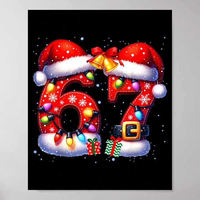 Affiche 67 Noël 6 7 Mème Pyjama Fête Génération Alpha Sl (Devant)