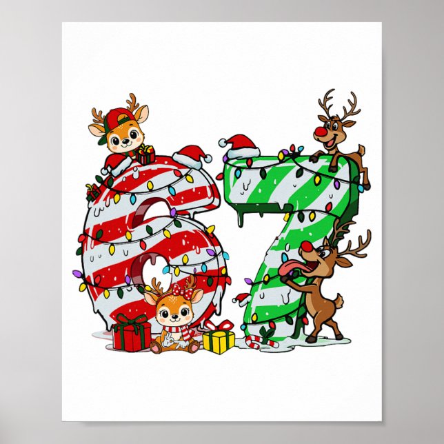 Affiche 67 Noël 6 7 Mème Pyjama Fête Génération Alpha Sl (Devant)